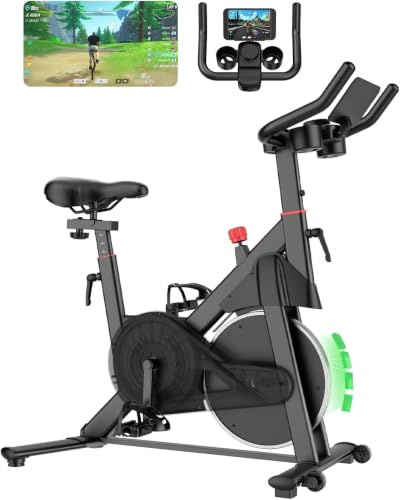 MJWW Exercise Bike for Home, Spin Bike Stationary Bike | Magnetic Resistance, Smart APP, 1-32 Level Adjustable, 136KG Weight Capacity, Ultra-Quiet, LCD Display and Tablet Holder