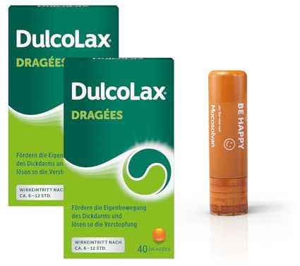 Doppelpack Set mit DULCOLAX Dragees 5 mg magensaftresistente Tabletten (2x40St) + Lippenpflegestift
