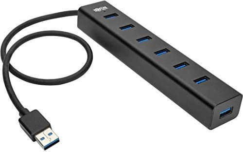 TRIPP LITE 7-Port Portable USB 3.0 SuperSpeed Mini Hub/Splitter Portable Aluminum 5 Gbps Data Transfer, Black (U360-007-AL)