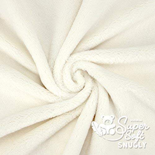 Microfaser-Plüsch Stoff SNUGLY als Meterware in vielen Farben - 5mm Florlänge, EN71-3 & EN 71-9 zertifiziert (Wollweiß/Ivory)