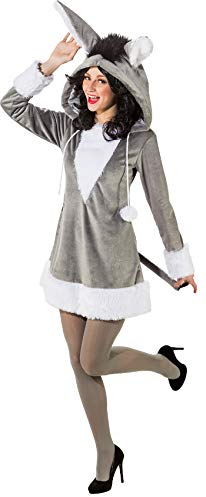 narrenkiste O9140-46-48 grau-weiß Damen Esel Kleid Pferde Kostüm Gr.46-48