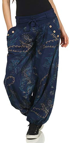Malito – Haremshose Damen mit Print – Unisize Pumphose aus Baumwolle – Leichte Stoffhose inkl. Stoffgürtel – Bequeme Sommerhose für warme Tage – Dünne Aladinhose für Frauen 3485 (Größe 34-40)