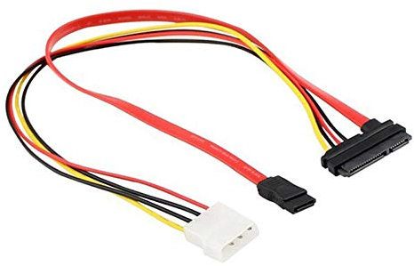 Aukson C40 SATA Slim Kabel Adapter 7+15pin Buchse zu 4pin Strom – IDE zu SATA Stromversorgung, 4-polig und 7-polig, für Festplatten- und Laufwerksdatenkabel