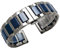 Kai Tian Two Tone Armbanduhr 16mm Blau Keramik Armband Silber Edelstahl Uhrenband Alle Links Abnehmbares Ersatz Metall Uhrarmband für Damen Herren mit Werkzeugen
