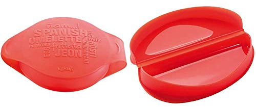 Lékué Spanish Omelette Molde para tortilla española, color rojo + Recipiente para cocinar Tortillas francesas en microondas, Color Rojo