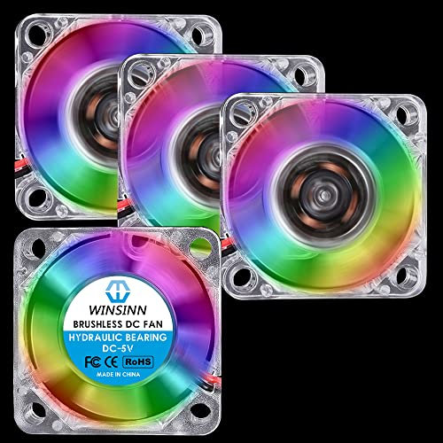 WINSINN Ventilateur LED couleur 30 mm 5 V roulement hydraulique sans balais 3010 30 x 10 mm – Haute vitesse (lot de 4)
