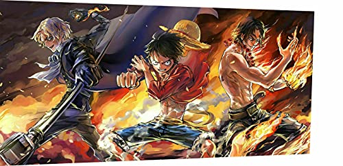 Magic Canvas Art - Bilder One Piece Ruffy Ace Sabo Leinwandbild 1- teilig Hochwertiger Kunstdruck modern Wandbilder Wanddekoration Design Wand Bild – A3363, Größe: 90 x 60 cm