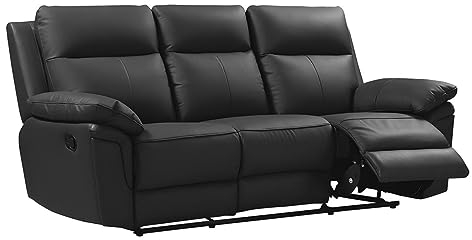 Vente-unique-Relaxsofa 3-Sitzer - Büffelleder - Schwarz - PAKITA
