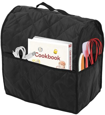 36x23x36cm/14.2x9.1x14.2inch Stand Mixer Cover, Protective Dust Cover for Kitchen Mixers, Anti Dirt Anti Scratches Carry Bag with Top Handle and Pockets for Kitchen Stand Aid Mixer (Black)