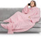 PAVILIA Coperta in pile con maniche e tasche per i piedi, per donne, uomini e adulti, coperta indossabile a maniche avvolgenti, coperta in peluche, comoda idea regalo per moglie e mamma, rosa chiaro