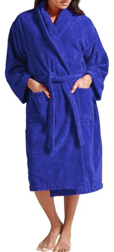 Christy Super Soft Cosy Bath Robe | Luxury Dressing Gown | Quick Dry, Snag Free | Lightweight 320GSM Womens Bathrobe | Soft Cotton Velour Inner Lining | Size Large-X-Large (UK 16-22) | Blue Velvet