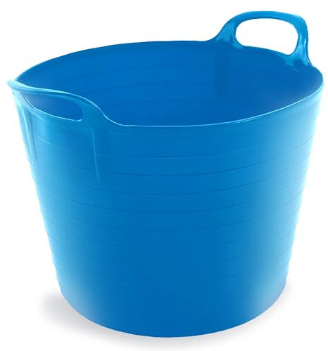 42 LITRE FLEXI BUCKET LARGE TUB GARDEN CONTAINER FLEXIBLE STORAGE HORSE FEED TRUG REINFORCED HANDLE BASKET (SKY BLUE)