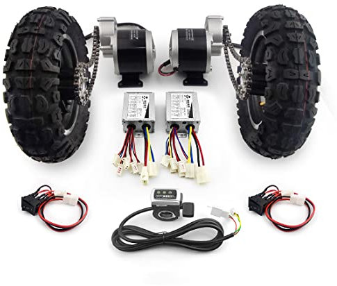 Kit catena motore con ingranaggi da 10 pollici per ruote fuoristrada a doppia trasmissione da 350 W, interruttore di retromarcia per carrello carriola carrello con retromarcia (36 V 350 W max 8 km/h)