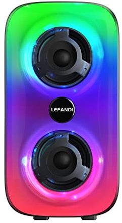 LEFANDI Enceinte Bluetooth Portable, Haut Parleur Bluetooth sans Fil Maison, Extérieur Enceinte avec Lumières LED, Stéréo, TWS, Radio FM, USB, Carte TF, pour Ordinateur, Tablette, Smartphones