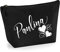 Personalisiert Name Initialen Herz Wirbel Kosmetiktasche Damen Schminktasche für Handtasche Makeup Tasche - Glitter oder Flocke Material Druck - Weiße Flocke - L | Schwarz