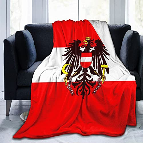 Österreichische Flagge, ultraweiche Flanell-Fleecedecke, ganzjährig, Wohnzimmer/Schlafzimmer, warme Bettdecke