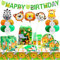 Jungle Safari Party Decorations, Zoo Animal Birthday Party Supplies for 16 Guests, 2 Tablecloths, Party Plates, Cups, Napkins Set, Drawstring Bag, Paper Goodie Bags, Balloons, Banner, Cutlery, 147pcs