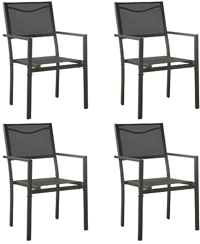 Bussandri Exclusive - Gartenstühle 4 STK. Textilene und Stahl Schwarz und Anthrazit