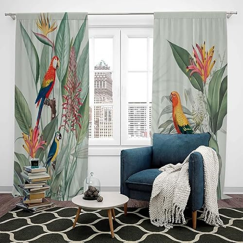 VorhäNge Beiger Paradiesvogel Verdunkelungsvorhang VorhäNge Blickdicht Thermovorhang Schallschutz Vorhang öSenvorhang 2er Set für Wohnzimmer Schlafzimmer H245XB140