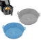 Q Lines® Forro de silicona para freidora de aire, paquete de 2 bandejas de horno de grado alimenticio a prueba de grasa, cesta de olla, accesorios de cocina para horno, microondas (Azul + Gris)