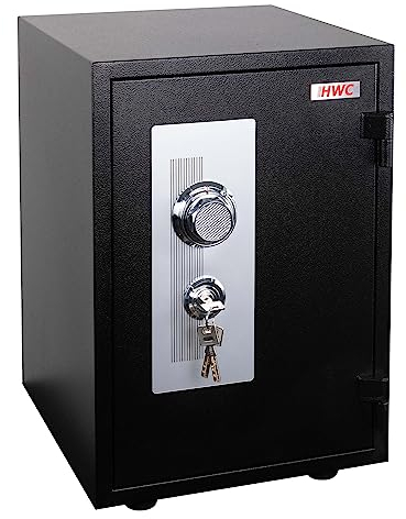 Tresor HWC-L48, feuerfest (60min) Safe Geldschrank Doppelbolzenverriegelung, 44kg Metall 52x36x39cm 20L - schwarz