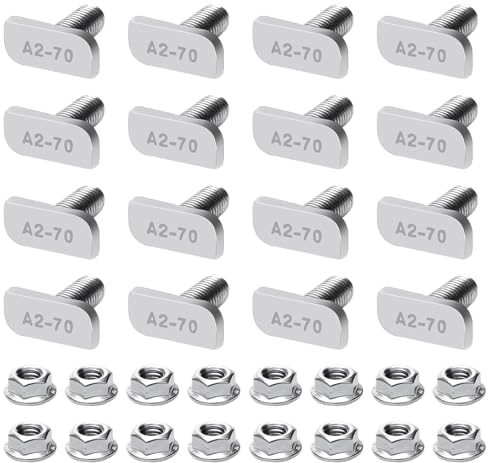 16 Stück Hammerkopfschrauben M8x20 mit 16 Flanschmuttern Hammerkopfschrauben Edelstahl, Gewächshaus Schrauben Edelstahl für Photovoltaik- und Solarmontage