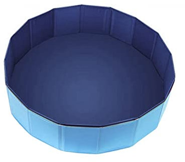 Pet Paddling Pool Collapsible Bath Tub Swiming Cats Dogs Bathing Bathtub Washer (Blue, Small)