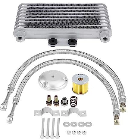 Oil Cooler, Motorcycle Oil Coolers,125ml Motorcycle Aluminum Oil Cooler Engine Oil Cooling Radiator System Kit for Suzuki 125CC 150CC 200CC