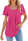 Akiooue Tunic Tops for Women UK, Loose Fit Puff Short Sleeve Summer Fashion Womens Tops Square Neck Elegant Blouses Ladies Casual Work Shirts Hot Pink X-Large