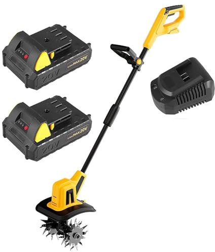 Motocoltivatore Elettrico da Giardino, Motozappa Manuale per Giardinaggio, Motocoltivatore Elettrico da 250 Giri/min 2 Alimentato a Batteria, Larghezza di Lavoro 22 cm, Profondità di Lavorazione 16 cm