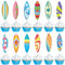 Blumomon 36Pcs Surfboard Cupcake Toppers Summer Surfing Cake Decorations Picks Surfboard Thems Summer Beach Party Birthday Baby Shower Party Supplies