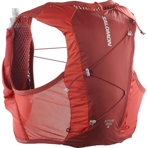 Salomon Unisex Active Skin 4, Hydratations- und Aufbewahrungsweste mit 500-ml-Fläschchen im Lieferumfang enthalten, Red Dahlie/High Risk Red, Größe L