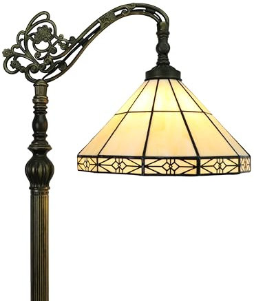 Tokira Tiffany Lampadaire Sur Pied Salon, 12 Pouces Verre Multicolore Modèle Classique Lampadaire, E27 Européen Vintage Simplicité Lampe de Chevet, Lampe décorative [Sans Ampoule]