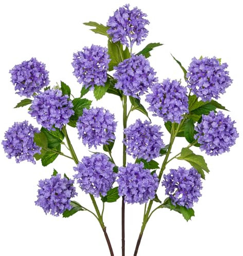 Oairse Hydrangea Artificial Flowers 37 Purple Faux Hydrangea Spray with 5 Flower Heads Artificial Hydrangeas Silk Flowers Fake Hydrangeas for Indoor Outdoor Home Wedding Table Centerpieces Decor