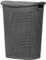 60L Laundry Basket with Lid - Large Plastic Washing Basket with Handles - Heavy-Duty Rattan Laundry Bin Hamper Clothes Storage Organiser for Bedroom & Bathroom - Grey, 60 Litre