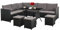 AFURNI 9 Seat Rattan Garden Furniture Set, Outdoor Corner Sofa Rattan Patio Conversation Sofa Dining Table Chair Set for Indoor Outdoor,Black