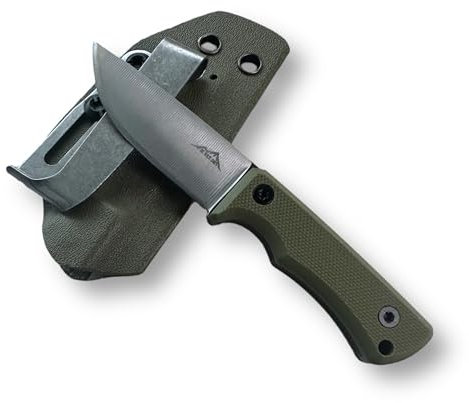 SK Wild Ones® Neck Knife Messer - Outdoor Neckknife Survival - Halskette Messer feststehende Klinge - Gürtelmesser mit G10 Griff - EDC Messer Outdoor Messer - 440 C Edelstahl Grün Bragi 42a