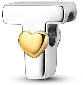 KUNSIR Charm Anhänger Damen Buchstabe A-Z für Armband 925 Sterling Silber Charms Beads passend für Pandora Armband und Halskette, Kompatibel mit Europäischen Armbänder für Frauen Mädchen KJC874