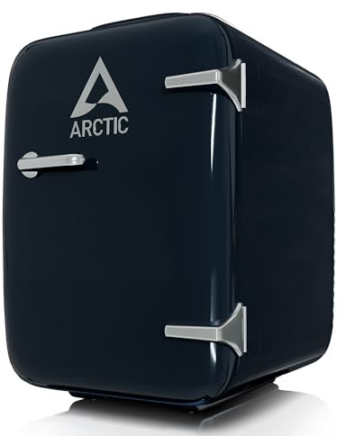 ARCTIC Fridge - Mini Fridge 4L for Drinks & Cosmetics, with Cooling & Heating Function, 12 V DC & 220 V AC, Ideal for Car, Office, Camping & Travel, UK Plug - Blue
