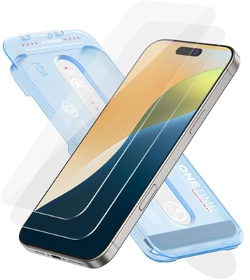 FLOLAB NanoArmour ONETIME for iPhone 16 Pro Screen Protector, Case Friendly, Tempered Glass, Ultra Clear, Edge Reinforced, Easy Install, Dust-Free, Scratch Resistant - 2 Pack