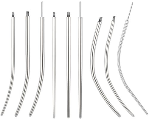 BodyAce 16G 18G 20G Piercing Tapers Kann Beliebig Gebogen Werden, Gewindefreier Stretching Kit Anschrauben Assistant Tool, Piercing Insertion Pin für Ohr/Nase/Lippe