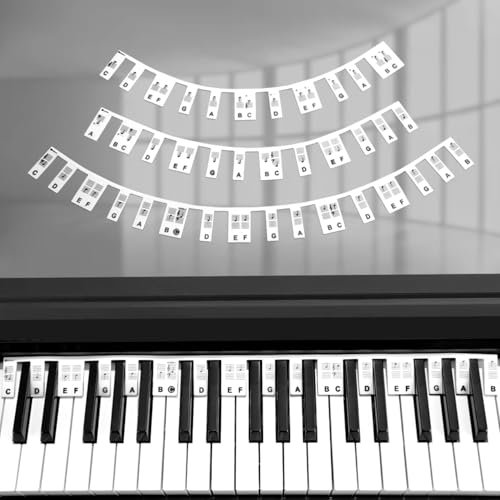 Etiquetas Desmontables para Teclado de Piano - Notas Musicales, Guía para Principiantes, 88 y 61 Teclas, Tamaño Completo, Llaves de Piano de Silicona