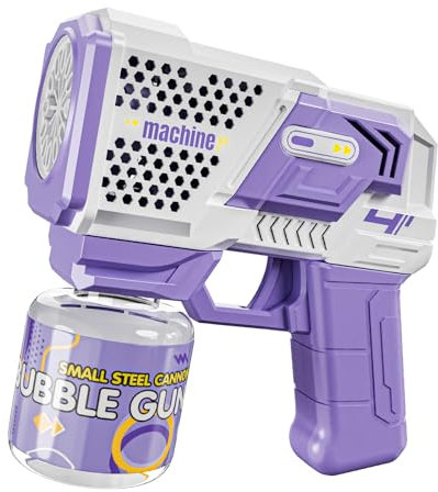 Seifenblasenpistole Kinder Mit Cooler Beleuchtung, Automatische Seifenblasenpistole Mit Seifenblasenflüssigkeit, Seifenblasen Pistole-Spielzeug Geschenk füR Kinder Im Alter Von 4–8 Jahren