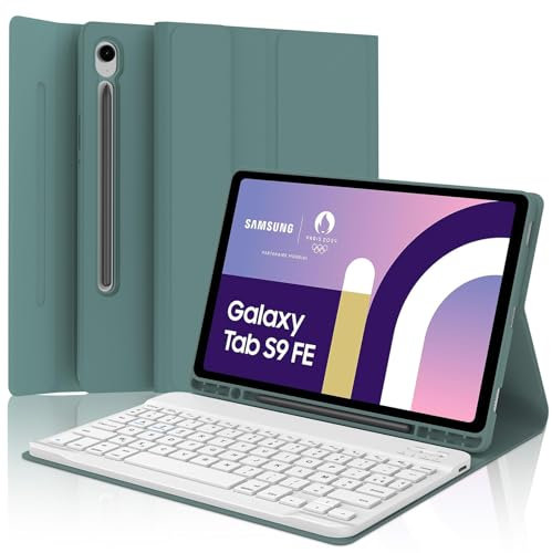 Clavier pour Samsung Galaxy Tab S9 FE/S10 FE 10.9/S9 11, Bluetooth Mégnétique Détachable AZERTY Coque Clavier pour Samsung Galaxy Tab S9 FE 10.9 2023/S10 FE 10.9'' 2025/S9 11 2023, Vert foncé