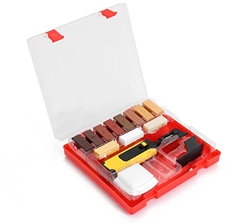 Laminat Reparaturset, Holz Parkett Reparaturset Hartwachs Reparaturset für Holz Möbel Fußboden PVC Vinylboden Holzkitt Loch Ausbessern Kratzreparatur (1)
