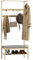 HOMCOM Porte-manteau avec étagère à chaussures en bambou, meuble d'entrée avec banc,10 crochets, tringle à vêtements, coussin rembourré, vestiaire pour entrée, couloir, salon, 73,5x34x171 cm, naturel