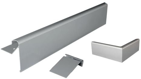 Dachrandprofil/Attikaprofil aus Aluminium - Komplettset inkl. Außenecken und Verbinder - Garage, Carport, Haus, Flachdach - 4 m Profillänge - Leichte Montage (Set 2 (Dach mit Gebäudeanschluss))