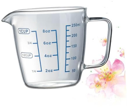 Holibanna Vaso Medidor De Cocina De Vidrio Borosilicato Resistente Altas Temperaturas Asa y Clara