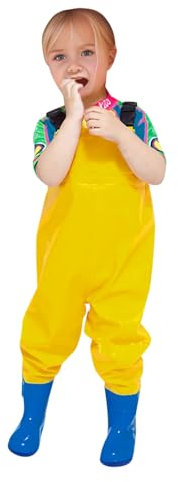 Generisch 2025 - trampolieri per bambini, ragazzi ragazze, trampolieri per la pesca, per bambini piccoli, impermeabili, da caccia, pesca con stivali, tuta bambino 80, giallo., 6-7 Jahre