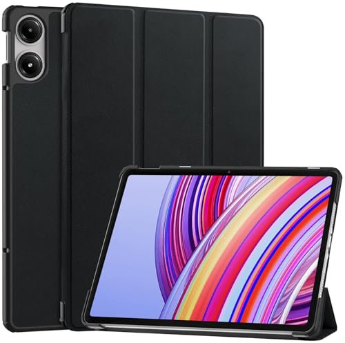 idudao Cover per Xiaomi Redmi Pad Pro, Custodia per 12,1 pollici 2024 / Xiaomi Poco Pad - Case di pelle Leggero PU ultra sottile, nero